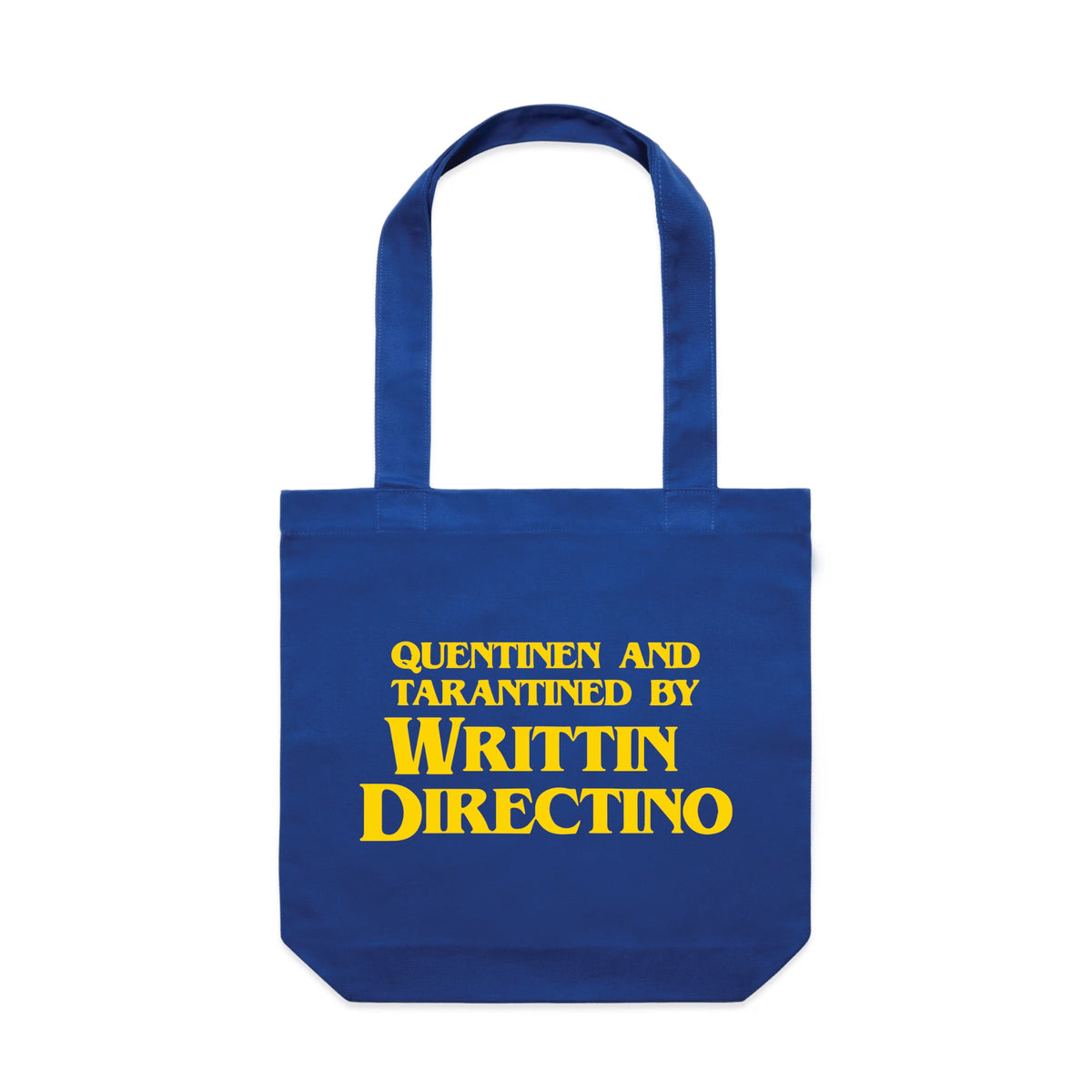 Royal Blue carrie tote with Writtin Directino design from Lonely Kids Club