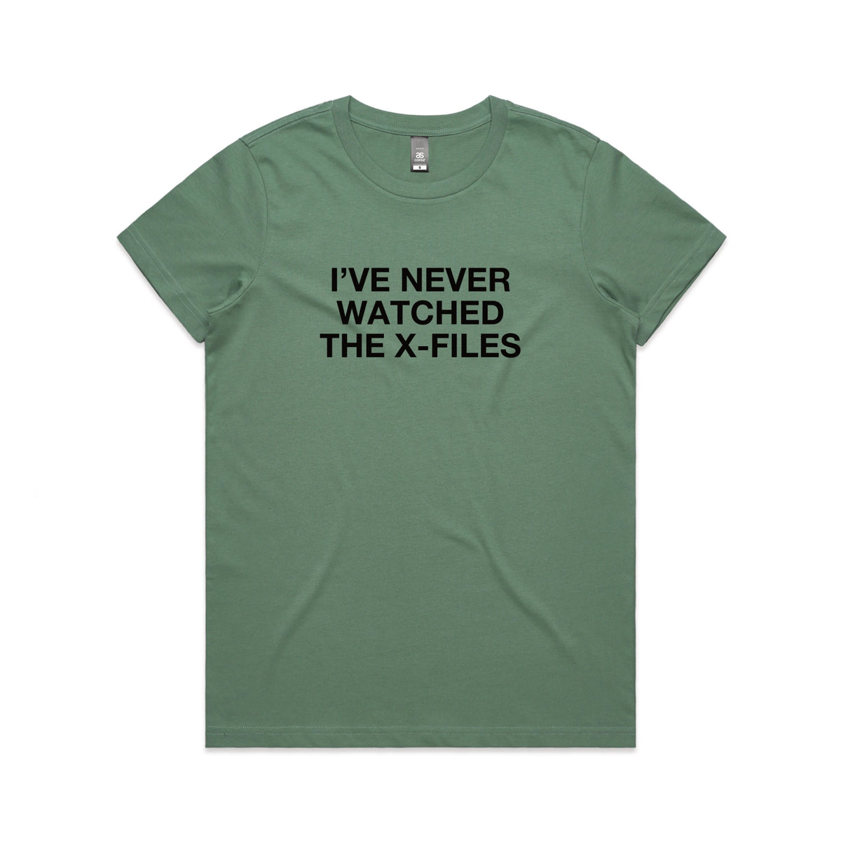 Sage Maple fitted t-shirt with The X-Files TV design from Lonely Kids Club