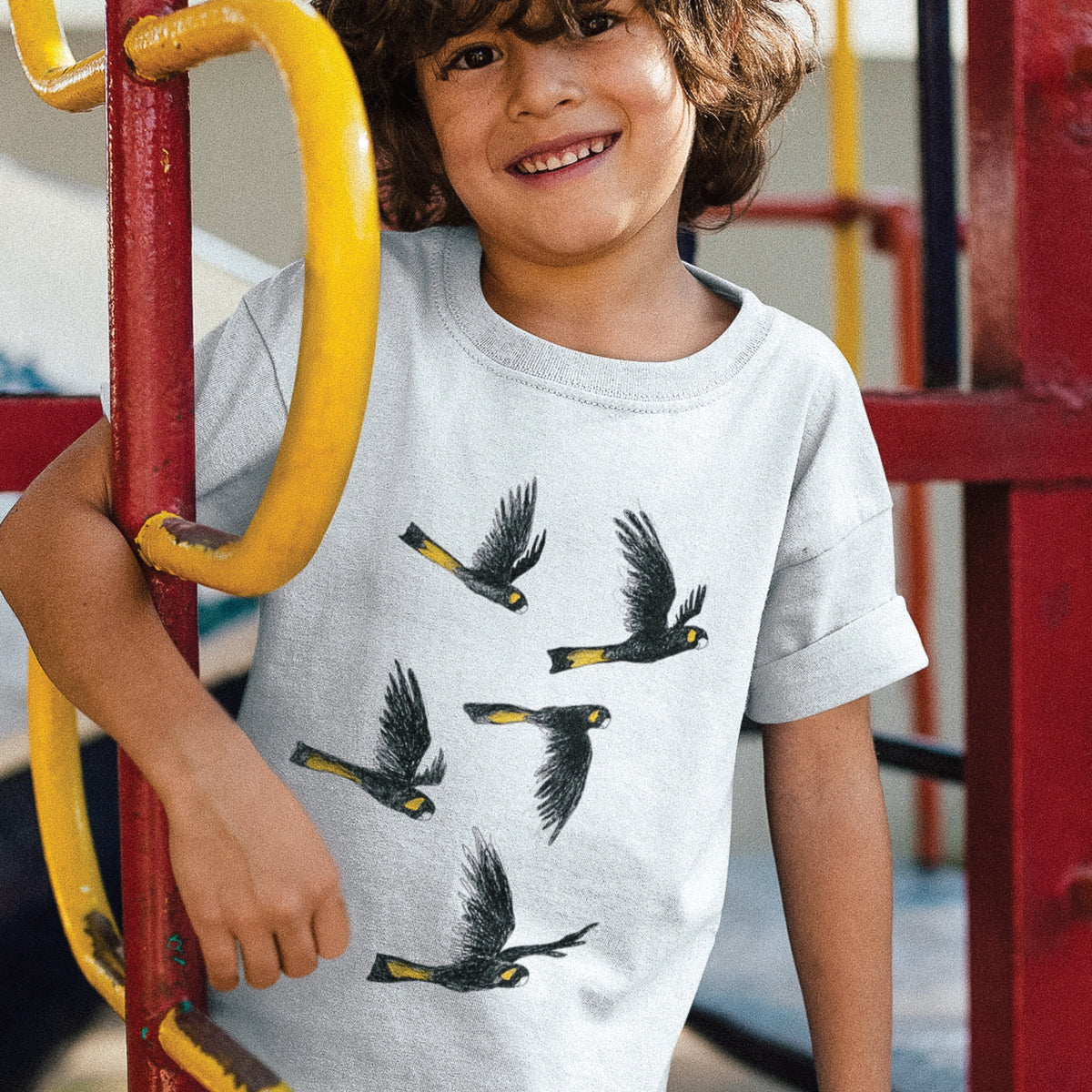 Yellow Tailed Black Cockatoos Kids Tee | Lonely Kids Club Australia