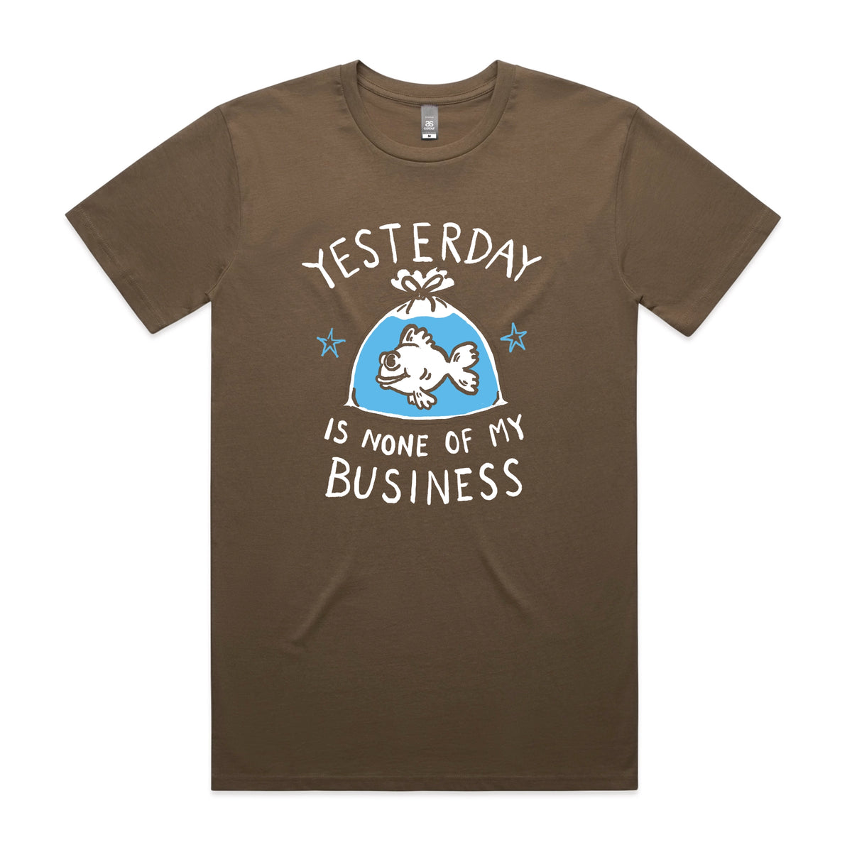 Walnut unisex t-shirt with Yesterday graphic by Lonely Kids Club