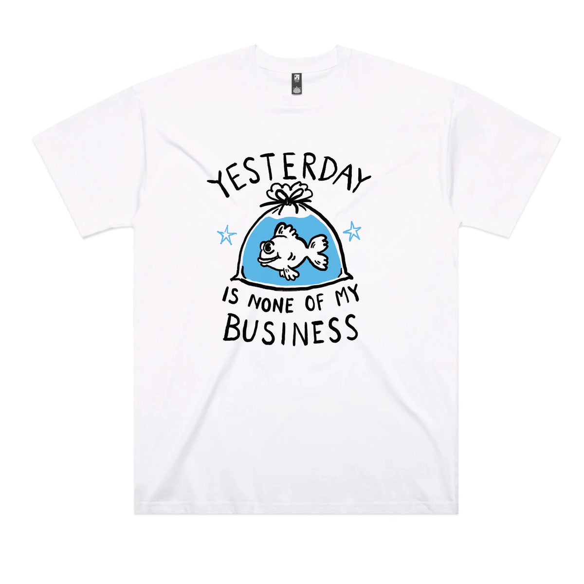 White oversized t-shirt with Yesterday graphic by Lonely Kids Club