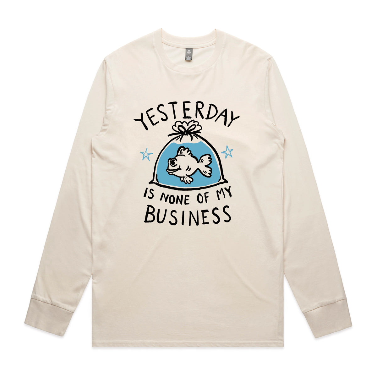 Ecru long sleeve t-shirt with Yesterday graphic by Lonely Kids Club