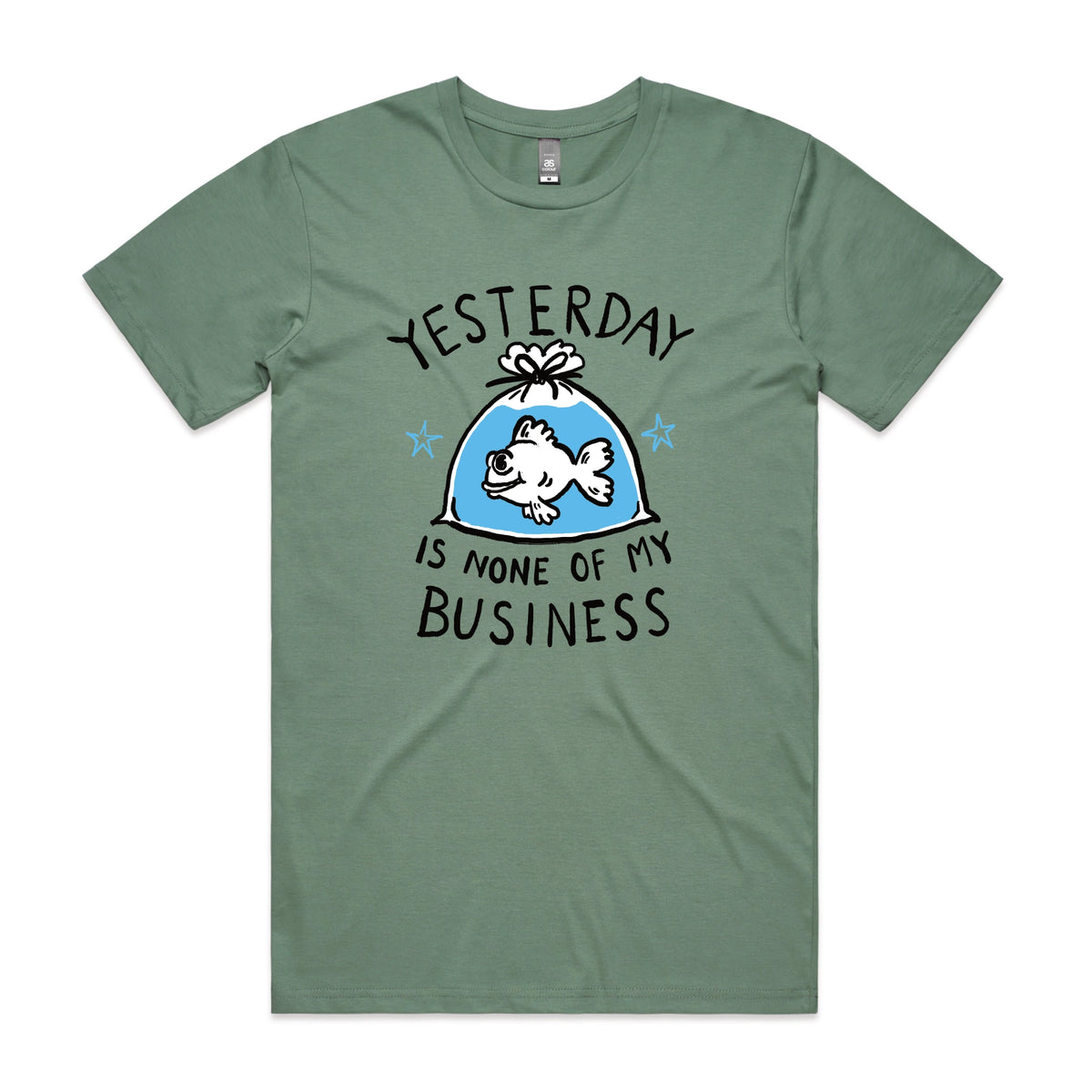 Sage unisex t-shirt with Yesterday graphic by Lonely Kids Club