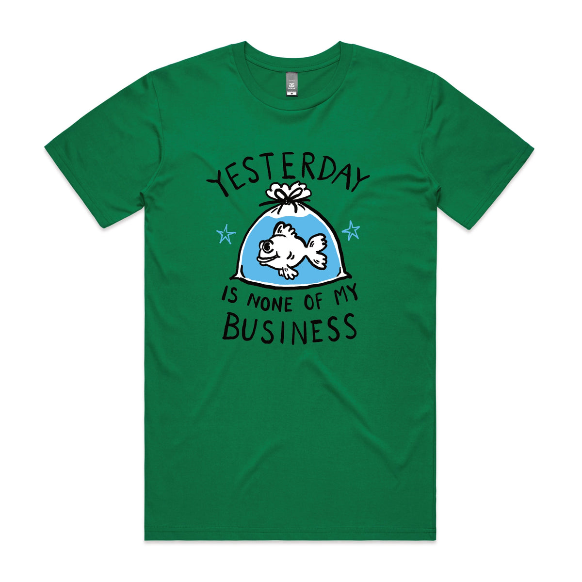 Green unisex t-shirt with Yesterday graphic by Lonely Kids Club