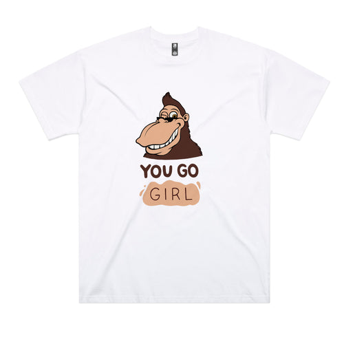 You Go Girl Tee by Lonely Kids Club. All clothing from our T-shirts to our shorts and hoodies are ethically made, and printed packed and shipped from Sydney.