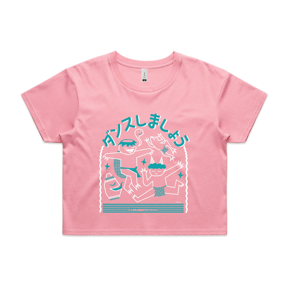 Bubblegum crop top with Yokai Dance graphic by Lonely Kids Club