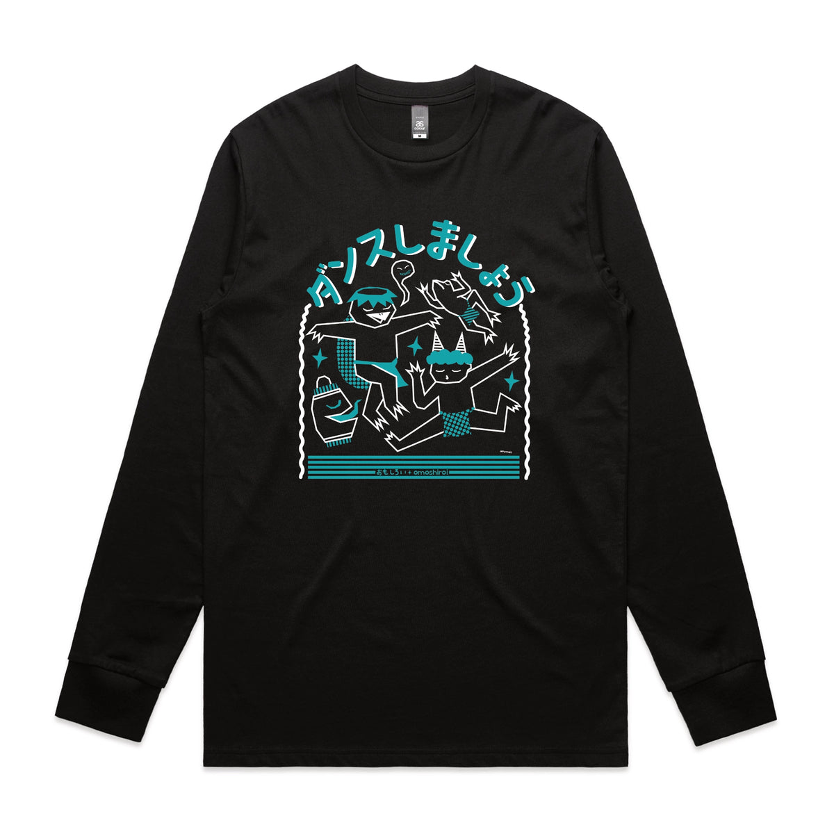 Black long sleeve t-shirt with Yokai Dance graphic by Lonely Kids Club
