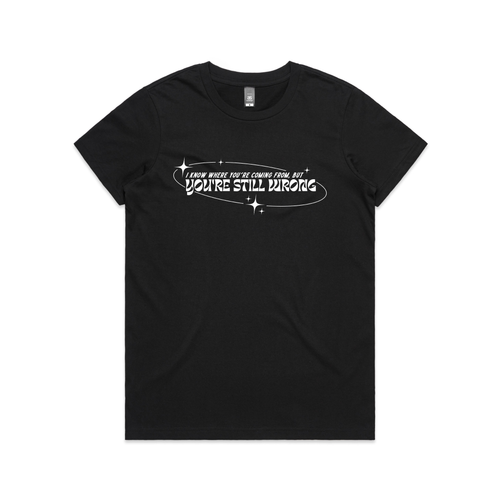 You're Still Wrong Tee by Lonely Kids Club. All clothing from our T-shirts to our shorts and hoodies are ethically made, and printed packed and shipped from Sydney.