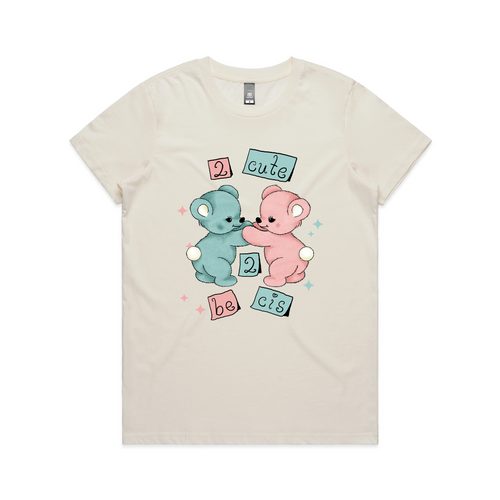 2 Cute 2 Be Cis Tee by Lonely Kids Club. All clothing from our T-shirts to our shorts and hoodies are ethically made, and printed packed and shipped from Sydney.