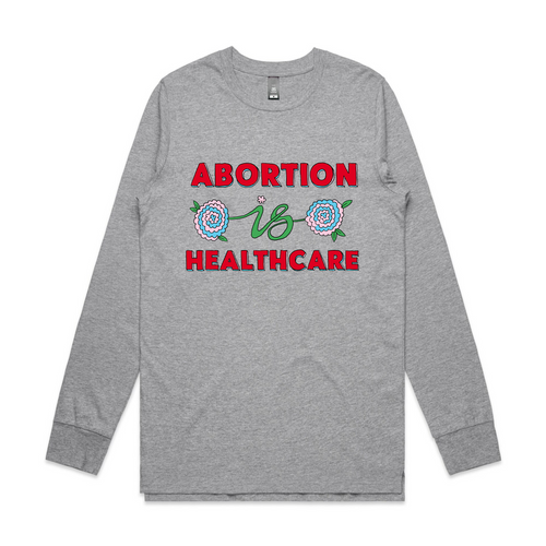 Abortion Is Healthcare Tee by Lonely Kids Club. All clothing from our T-shirts to our shorts and hoodies are ethically made, and printed packed and shipped from Sydney.