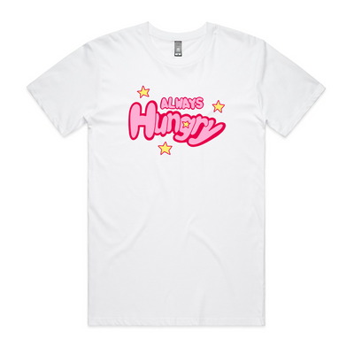 Always Hungry Tee by Lonely Kids Club. All clothing from our T-shirts to our shorts and hoodies are ethically made, and printed packed and shipped from Sydney.
