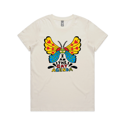 I Am The Gay Agenda Tee by Lonely Kids Club. All clothing from our T-shirts to our shorts and hoodies are ethically made, and printed packed and shipped from Sydney.