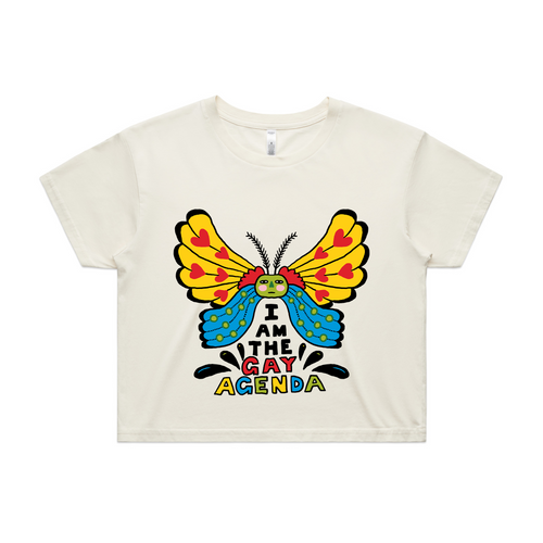 I Am The Gay Agenda Tee by Lonely Kids Club. All clothing from our T-shirts to our shorts and hoodies are ethically made, and printed packed and shipped from Sydney.