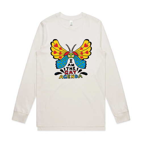 I Am The Gay Agenda Tee by Lonely Kids Club. All clothing from our T-shirts to our shorts and hoodies are ethically made, and printed packed and shipped from Sydney.