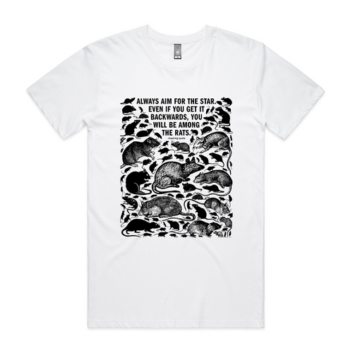 Among The Rats Tee by Lonely Kids Club. All clothing from our T-shirts to our shorts and hoodies are ethically made, and printed packed and shipped from Sydney.