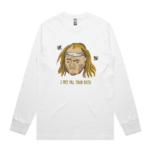 I Ate All Your Bees Tee by Lonely Kids Club. All clothing from our T-shirts to our shorts and hoodies are ethically made, and printed packed and shipped from Sydney.
