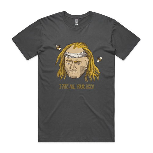 I Ate All Your Bees Tee by Lonely Kids Club. All clothing from our T-shirts to our shorts and hoodies are ethically made, and printed packed and shipped from Sydney.