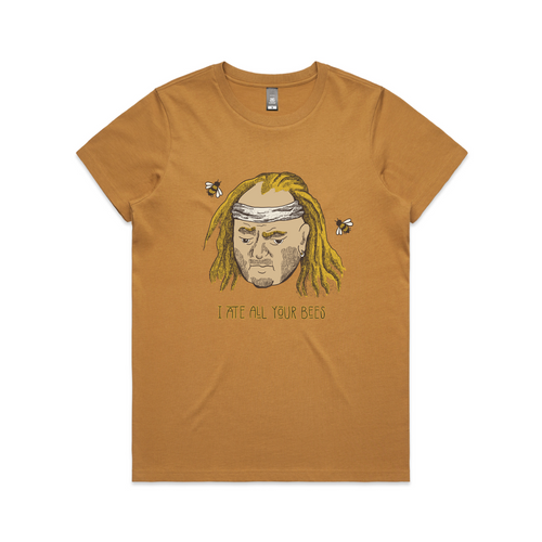 I Ate All Your Bees Tee by Lonely Kids Club. All clothing from our T-shirts to our shorts and hoodies are ethically made, and printed packed and shipped from Sydney.