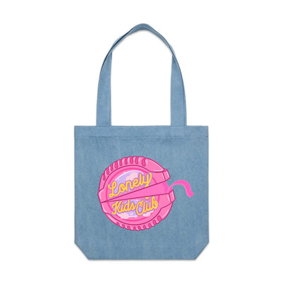 Bubble Gum Tape Tote by Lonely Kids Club. All clothing from our T-shirts to our shorts and hoodies are ethically made, and printed packed and shipped from Sydney.