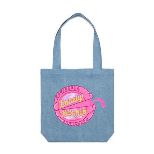 Bubble Gum Tape Tote by Lonely Kids Club. All clothing from our T-shirts to our shorts and hoodies are ethically made, and printed packed and shipped from Sydney.