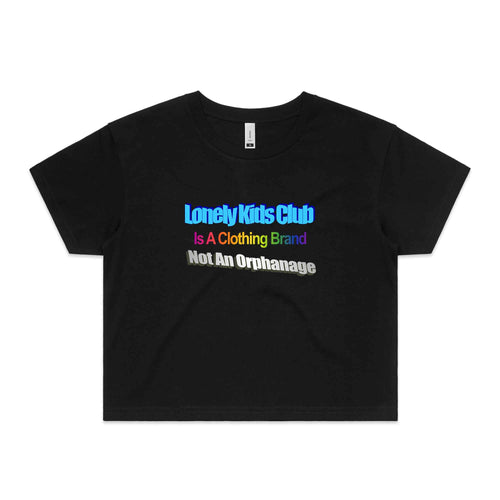 Not An Orphanage Tee by Lonely Kids Club. All clothing from our T-shirts to our shorts and hoodies are ethically made, and printed packed and shipped from Sydney.