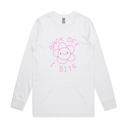 Back Off, I Bite Tee by Lonely Kids Club. All clothing from our T-shirts to our shorts and hoodies are ethically made, and printed packed and shipped from Sydney.