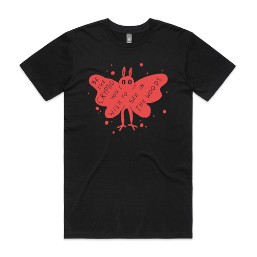 Be The Cryptid Tee by Lonely Kids Club. All clothing from our T-shirts to our shorts and hoodies are ethically made, and printed packed and shipped from Sydney.