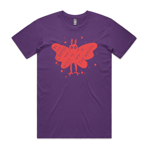 Be The Cryptid Tee by Lonely Kids Club. All clothing from our T-shirts to our shorts and hoodies are ethically made, and printed packed and shipped from Sydney.
