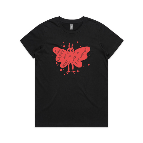 Be The Cryptid Tee by Lonely Kids Club. All clothing from our T-shirts to our shorts and hoodies are ethically made, and printed packed and shipped from Sydney.