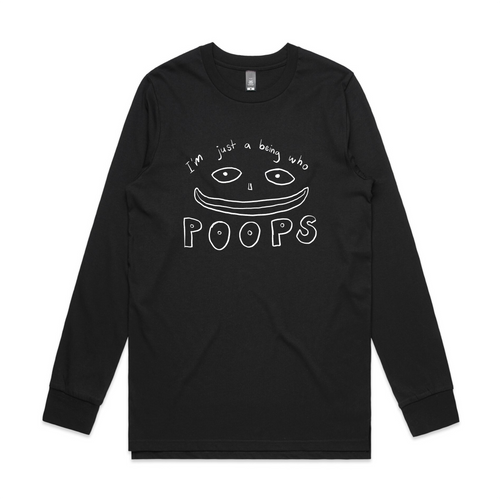 Being Who Poops Tee by Lonely Kids Club. All clothing from our T-shirts to our shorts and hoodies are ethically made, and printed packed and shipped from Sydney.