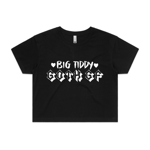 Big Tiddy Goth GF Tee by Lonely Kids Club. All clothing from our T-shirts to our shorts and hoodies are ethically made, and printed packed and shipped from Sydney.