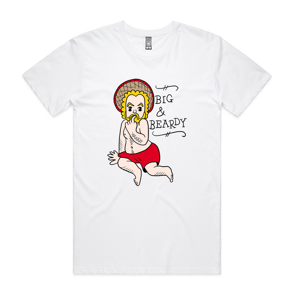 Big and Beardy Tee, Black Books graphic t shirt printed in Sydney by Lonely Kids Club