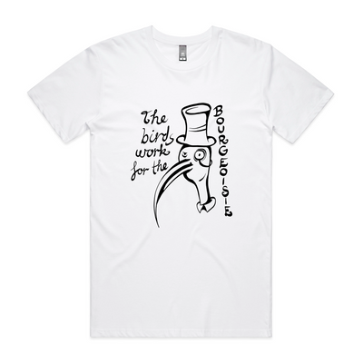 Bourgeoisie Birds Tee by Lonely Kids Club. All clothing from our T-shirts to our shorts and hoodies are ethically made, and printed packed and shipped from Sydney.