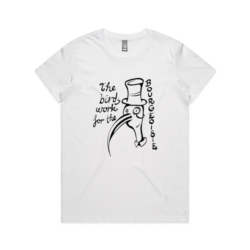 Bourgeoisie Birds Tee by Lonely Kids Club. All clothing from our T-shirts to our shorts and hoodies are ethically made, and printed packed and shipped from Sydney.