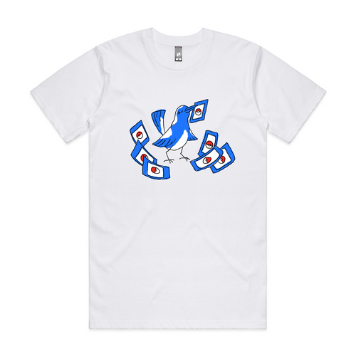 Bower Bird Tee by Lonely Kids Club. All clothing from our T-shirts to our shorts and hoodies are ethically made, and printed packed and shipped from Sydney.