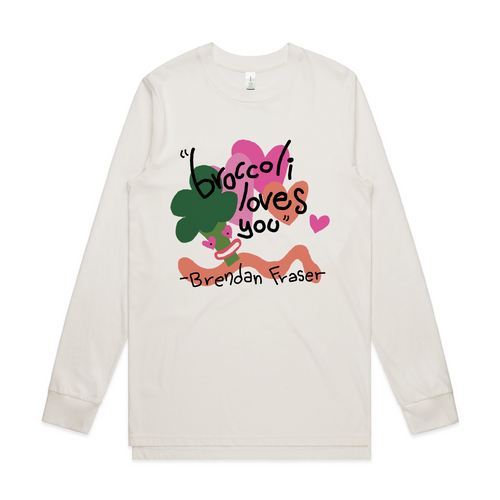 Broccoli Loves You Tee by Lonely Kids Club. All clothing from our T-shirts to our shorts and hoodies are ethically made, and printed packed and shipped from Sydney.