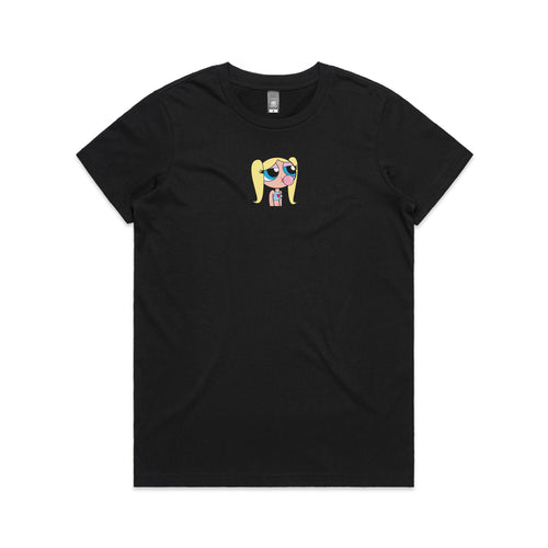 Bubbles Baddie Tee by Lonely Kids Club. All clothing from our T-shirts to our shorts and hoodies are ethically made, and printed packed and shipped from Sydney.