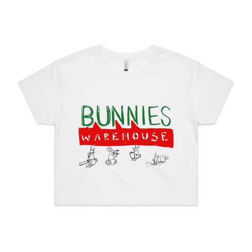 Bunnies Warehouse Tee by Lonely Kids Club. All clothing from our T-shirts to our shorts and hoodies are ethically made, and printed packed and shipped from Sydney.