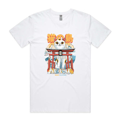 Cat Island Tee by Lonely Kids Club. All clothing from our T-shirts to our shorts and hoodies are ethically made, and printed packed and shipped from Sydney.