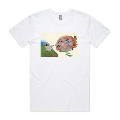 The Creation Of Travis Tee by Lonely Kids Club. All clothing from our T-shirts to our shorts and hoodies are ethically made, and printed packed and shipped from Sydney.