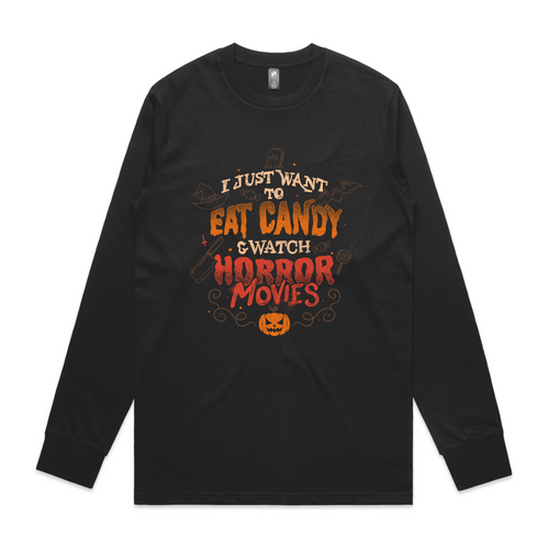 Candy & Horror Movies Tee by Lonely Kids Club. All clothing from our T-shirts to our shorts and hoodies are ethically made, and printed packed and shipped from Sydney.