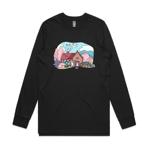 Cat Cafe Tee by Lonely Kids Club. All clothing from our T-shirts to our shorts and hoodies are ethically made, and printed packed and shipped from Sydney.