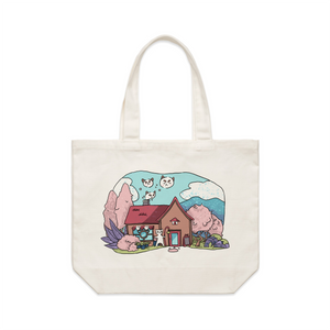 Cat Cafe Tote by Lonely Kids Club. All clothing from our T-shirts to our shorts and hoodies are ethically made, and printed packed and shipped from Sydney.