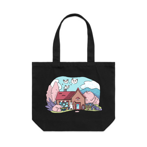 Cat Cafe Tote by Lonely Kids Club. All clothing from our T-shirts to our shorts and hoodies are ethically made, and printed packed and shipped from Sydney.