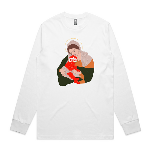 Baby Cheesus Tee by Lonely Kids Club. All clothing from our T-shirts to our shorts and hoodies are ethically made, and printed packed and shipped from Sydney.