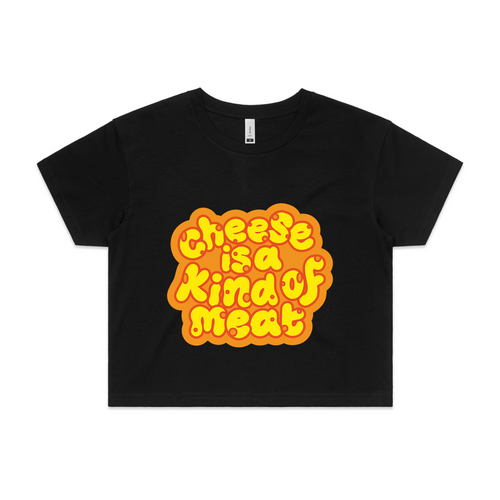 Cheese Is A Kind of Meat Tee by Lonely Kids Club. All clothing from our T-shirts to our shorts and hoodies are ethically made, and printed packed and shipped from Sydney.