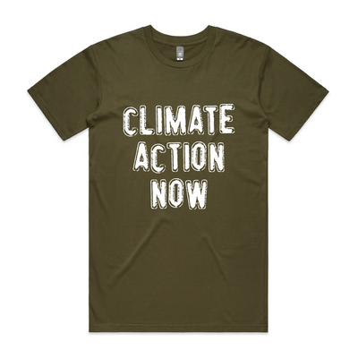 Climate Action Now Tee by Lonely Kids Club. All clothing from our T-shirts to our shorts and hoodies are ethically made, and printed packed and shipped from Sydney.