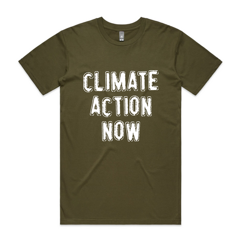 Climate Action Now Tee by Lonely Kids Club. All clothing from our T-shirts to our shorts and hoodies are ethically made, and printed packed and shipped from Sydney.