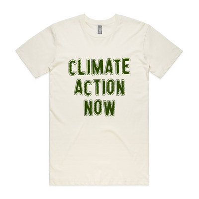 Climate Action Now Tee by Lonely Kids Club. All clothing from our T-shirts to our shorts and hoodies are ethically made, and printed packed and shipped from Sydney.