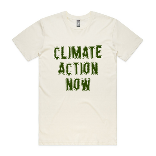 Climate Action Now Tee by Lonely Kids Club. All clothing from our T-shirts to our shorts and hoodies are ethically made, and printed packed and shipped from Sydney.